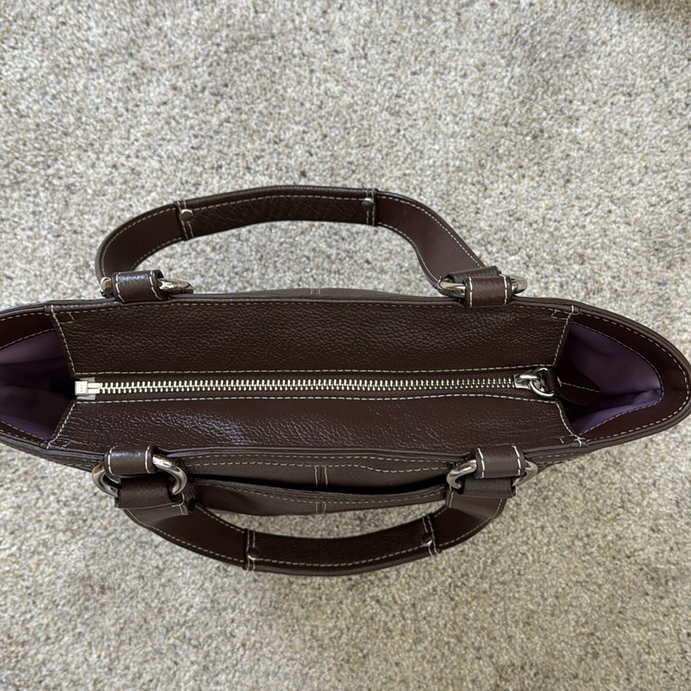 Coach Penelope dark brown leather shoulder bag with scarf, EUC - Picture 6 of 11